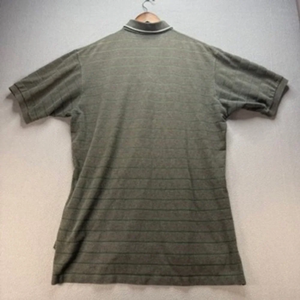 Polo Ralph Lauren Polo Shirt Striped Classic Fit Large Olive Green Cotton Pique